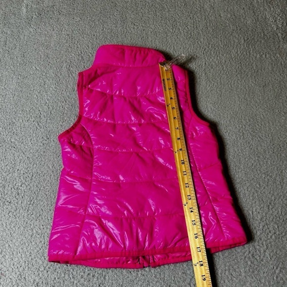Lands' End Vest Girls Medium (5-6) Pink Lightweight Floral‎ Stitching Full Zip - Picture 6 of 8